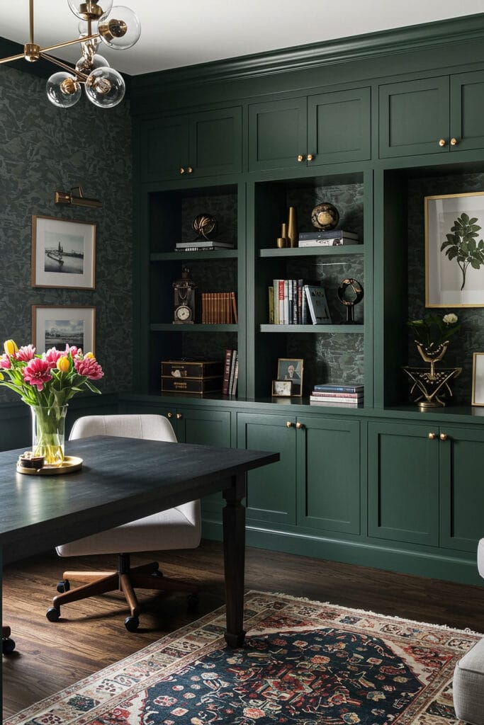 finished green cabinetry