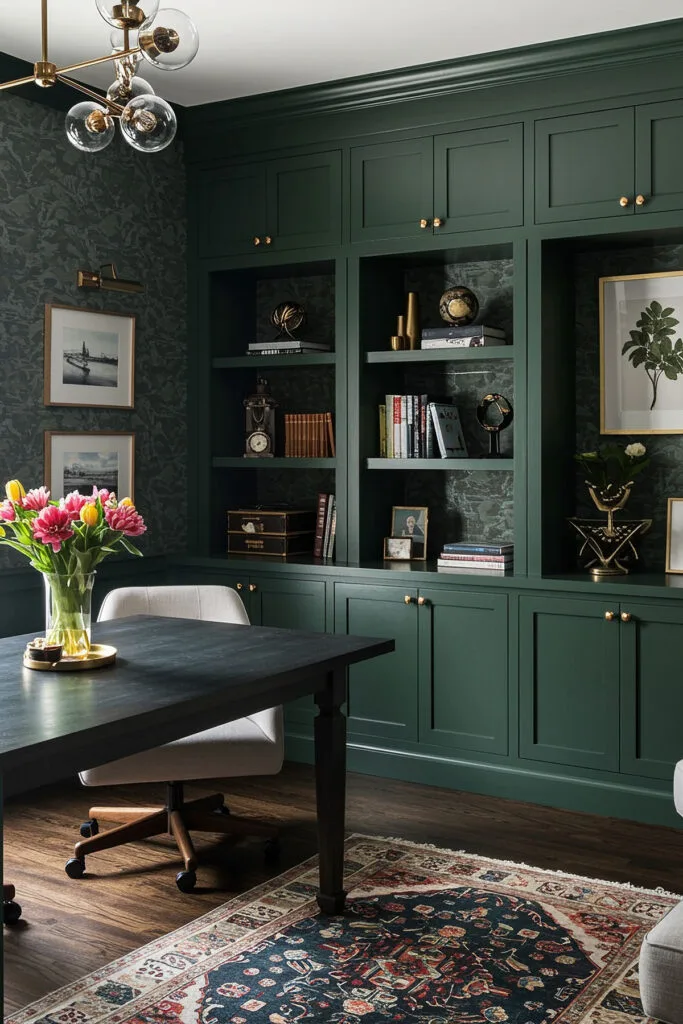 finished green cabinetry